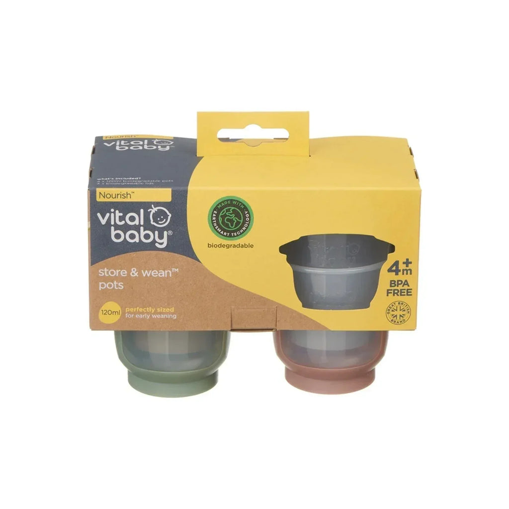 Vital Baby Nourish Store & Wean Pots 120ml Pack of 4 - Bobobiy