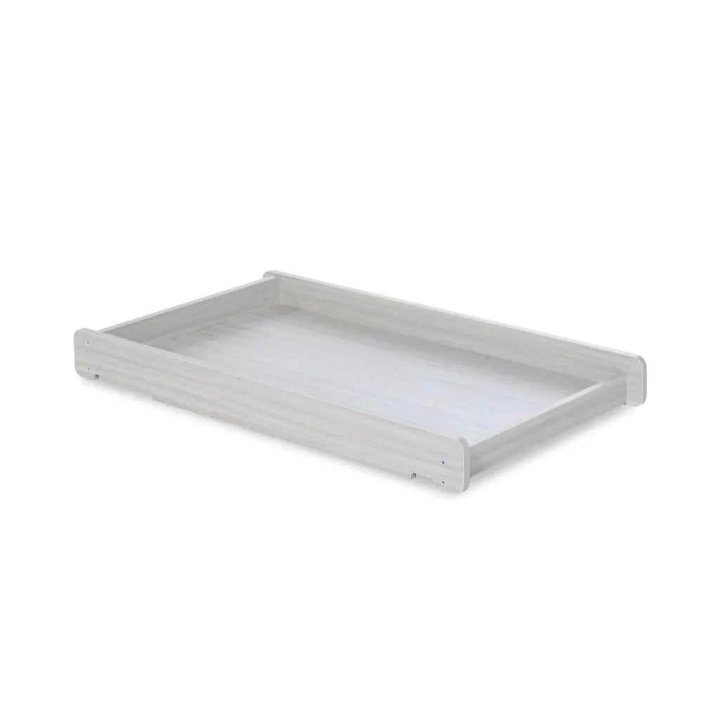 Ash grey cot top changer tray with raised edges and flat changing surface
