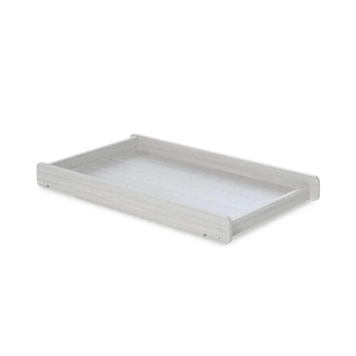 Ash grey cot top changer tray with raised edges and flat changing surface