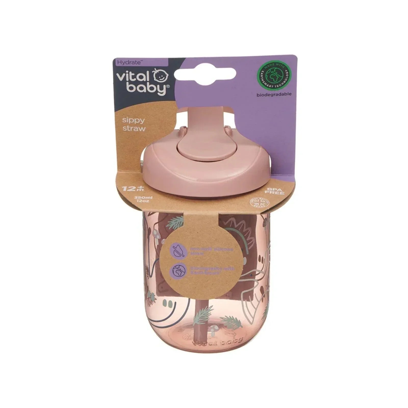 Vital Baby Hydrate Sippy Straw Cup 350ml - Natural Berry - Bobobiy