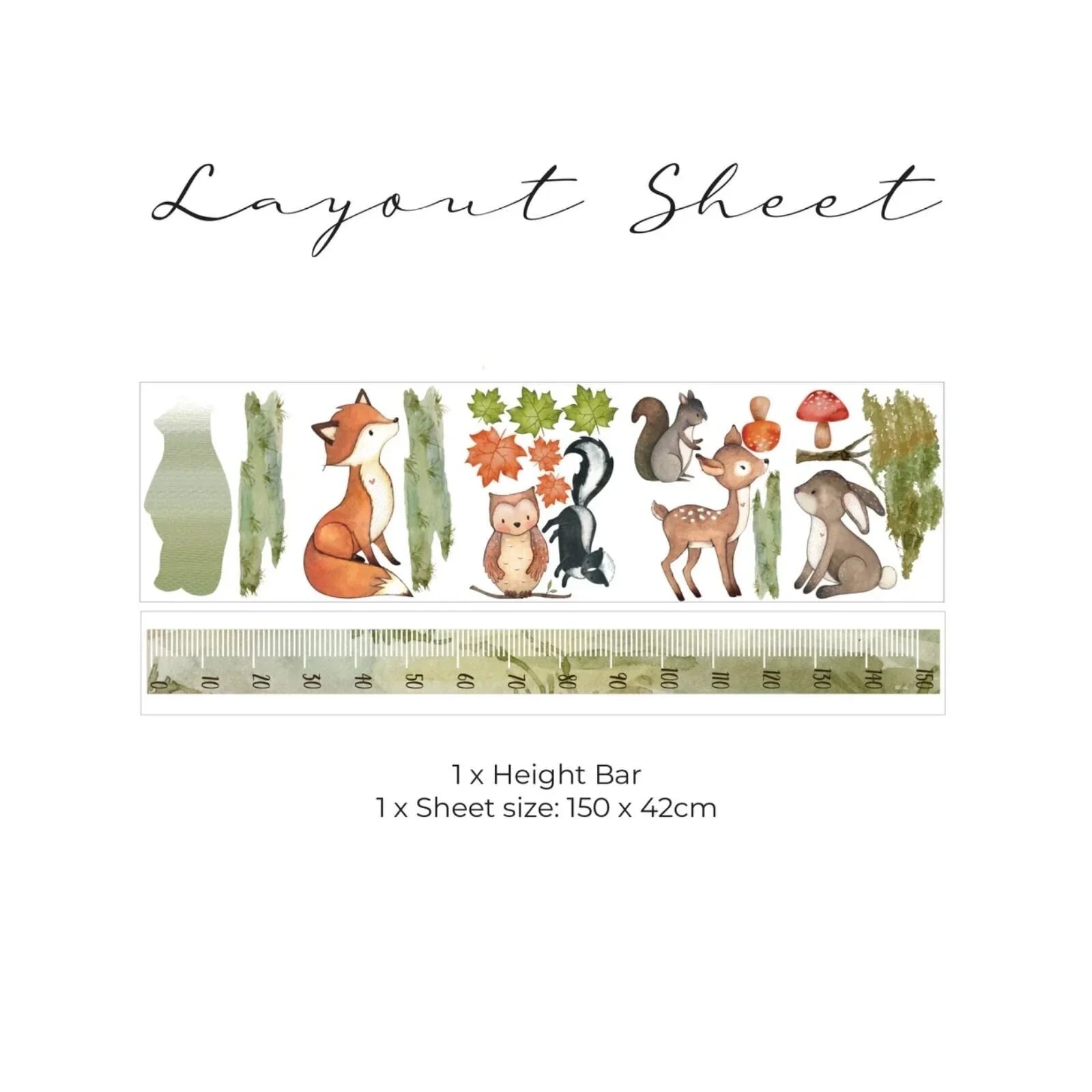 Live Vida Woodland Height Chart Sticker