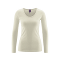 Natural thermal long-sleeve T-shirt, scoop neck, solid knit fabric