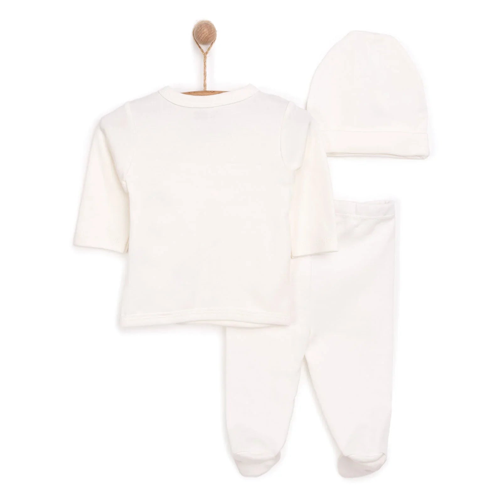 HelloBaby Newborn Organic Wrapover Top-Hat - Ecru