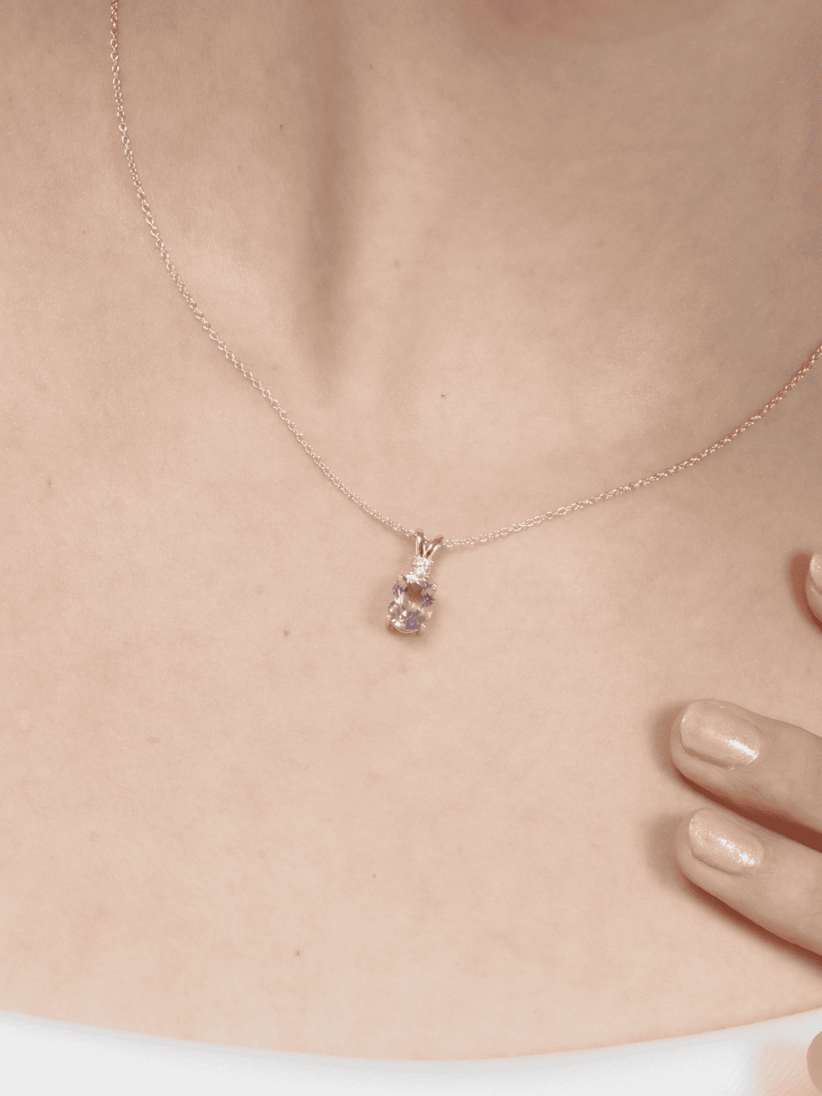 Rose-toned gold vermeil amethyst pendant necklace with small prong-set stone
