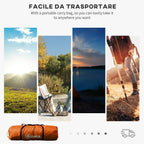 Orange camping tent with portable carry bag for transport