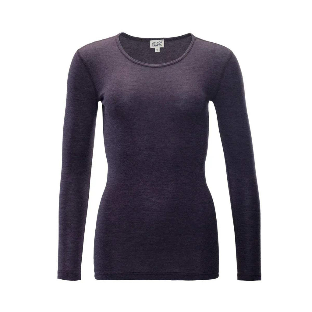 Women's long-sleeve t-shirt, dark purple crew neck