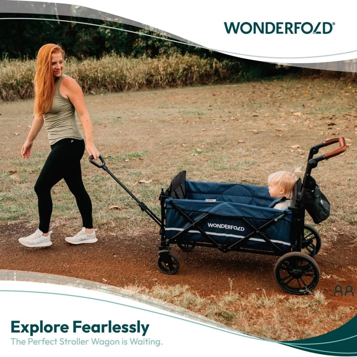 Sapphire navy push-pull stroller wagon with adjustable handle and canopy