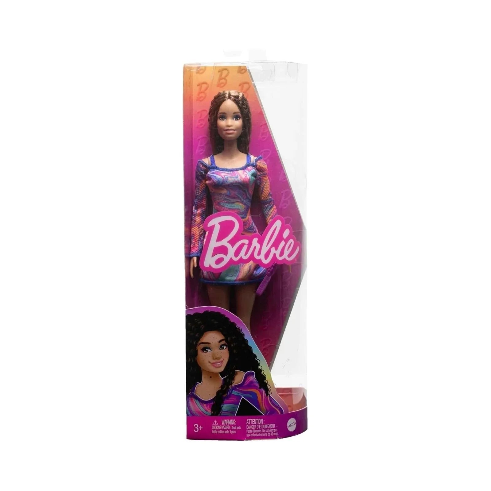 Barbie Fashionista Doll with Rainbow Marble Printed Dress