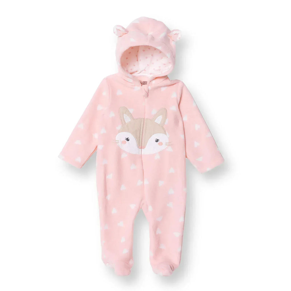 HelloBaby Newborn Polar Footed Jumpsuit - Pink Printed - Bobobiy