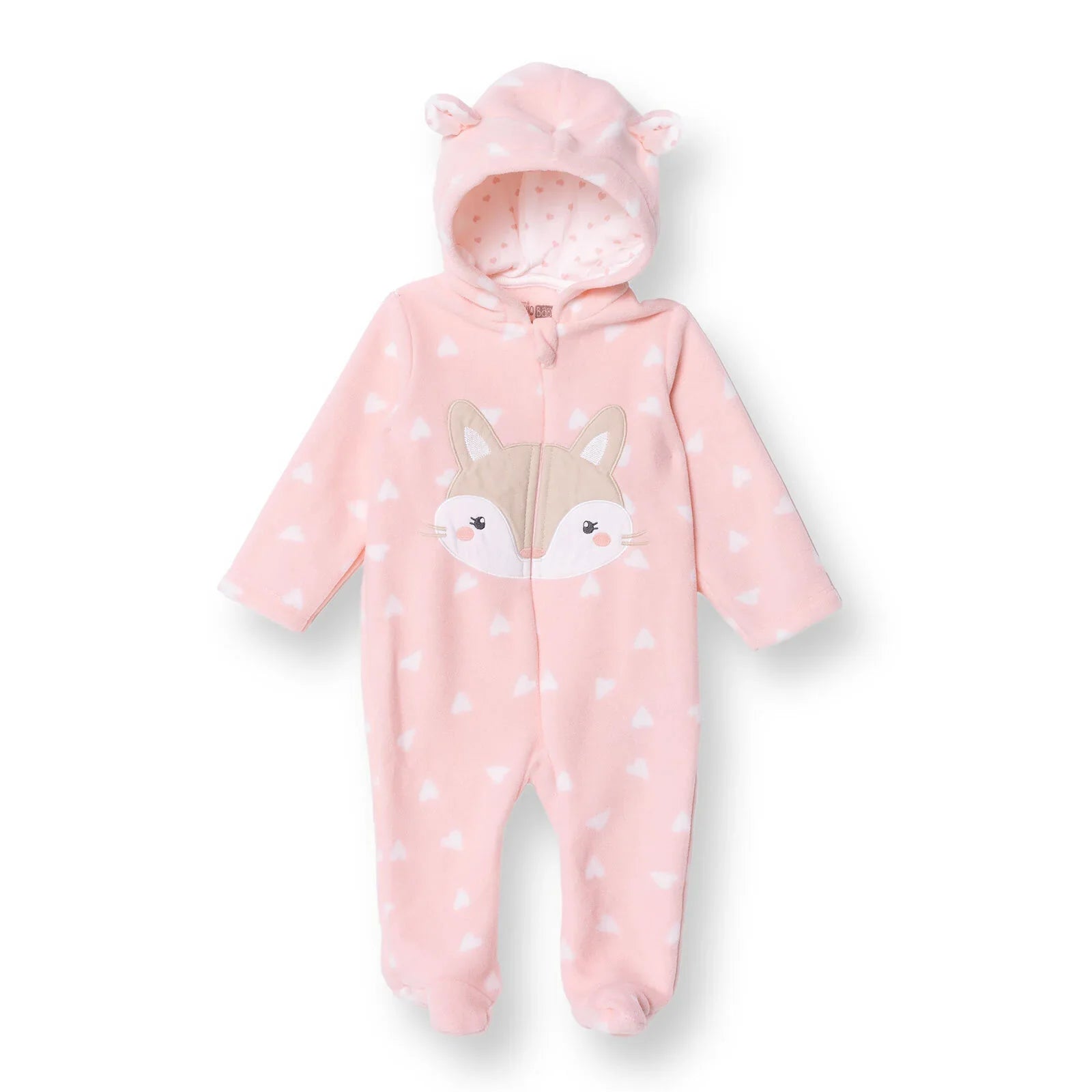 HelloBaby Newborn Polar Footed Jumpsuit - Pink Printed
