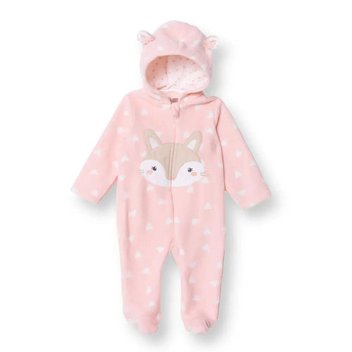HelloBaby Newborn Polar Footed Jumpsuit - Pink Printed - Bobobiy