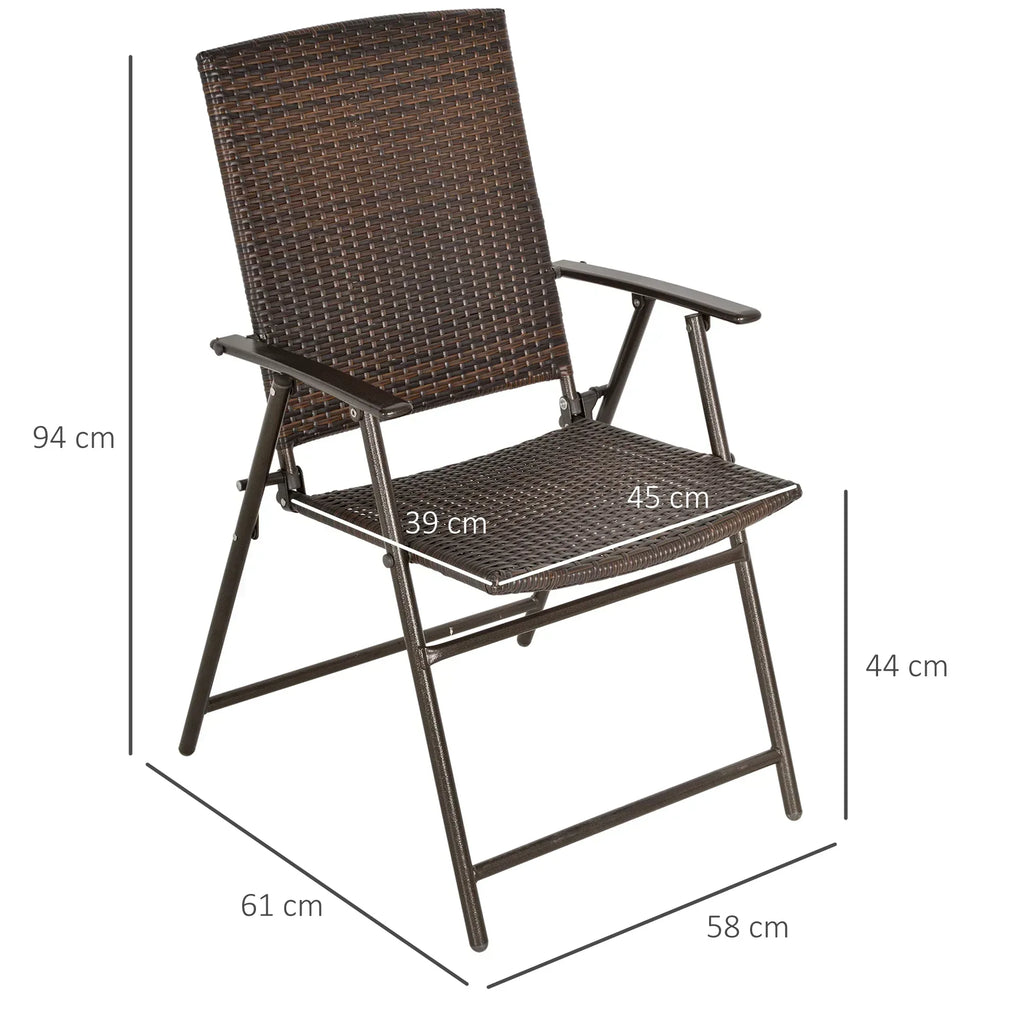 Set of Two Folding Rattan Seat Chairs - Brown - Bobobiy
