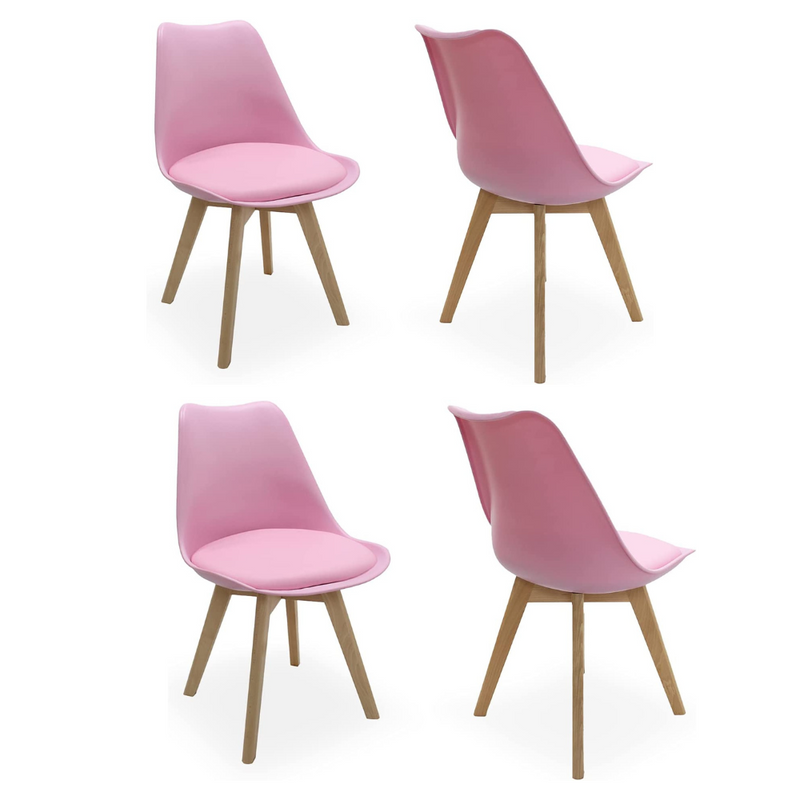 5PCs Dining Set - a White Halo Dining Table & Set of 4 Lorenzo Tulip Dining Chairs with Padded Seat