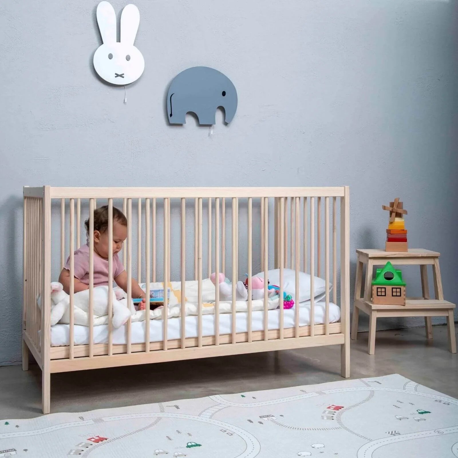 Kukka Natural Wood 2-Level Cot 60x120 cm