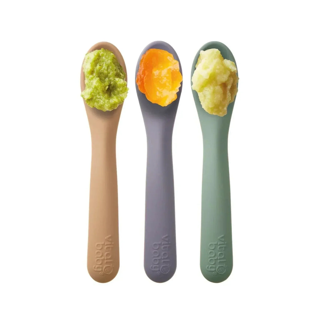 Vital Baby Nourish Silicone Spoons Pack of 3 - Pastel - Bobobiy