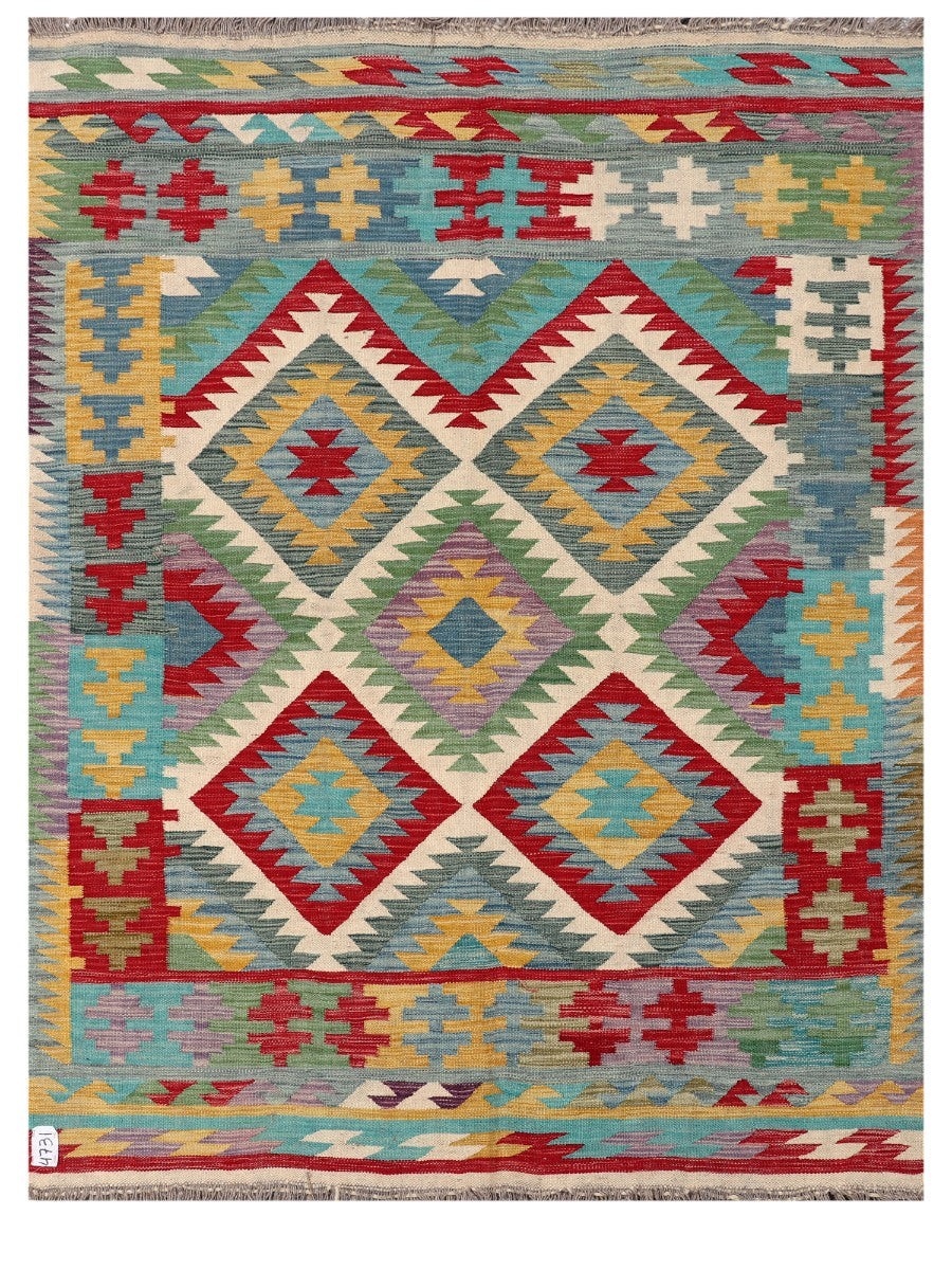 Maimana Afghanistan Kilim Rug - 198 x150 cm - Handmade