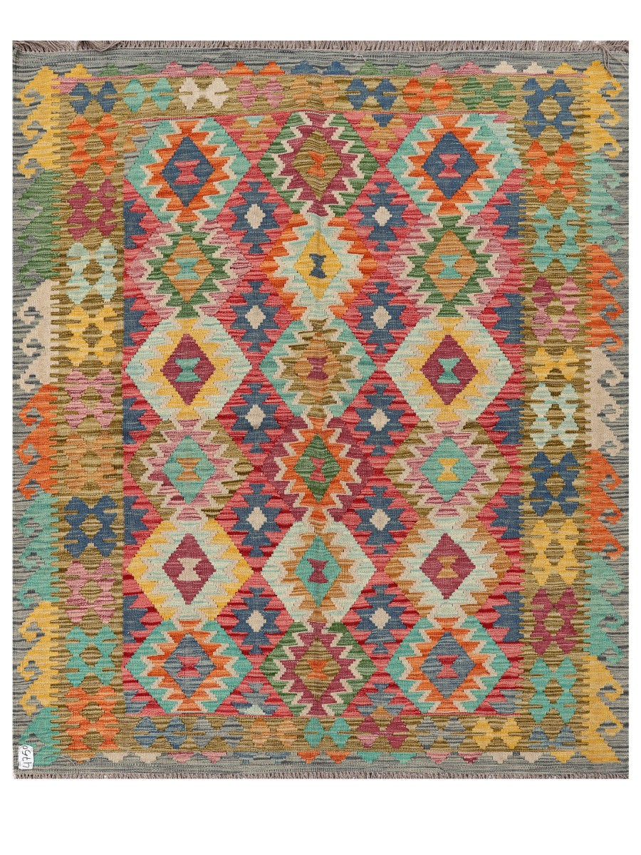 Maimana Afghanistan Kilim Rug - 195 x162 cm - Handmade