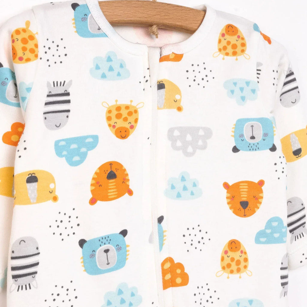 HelloBaby Newborn Footed Jumpsuit - Ecru - Bobobiy