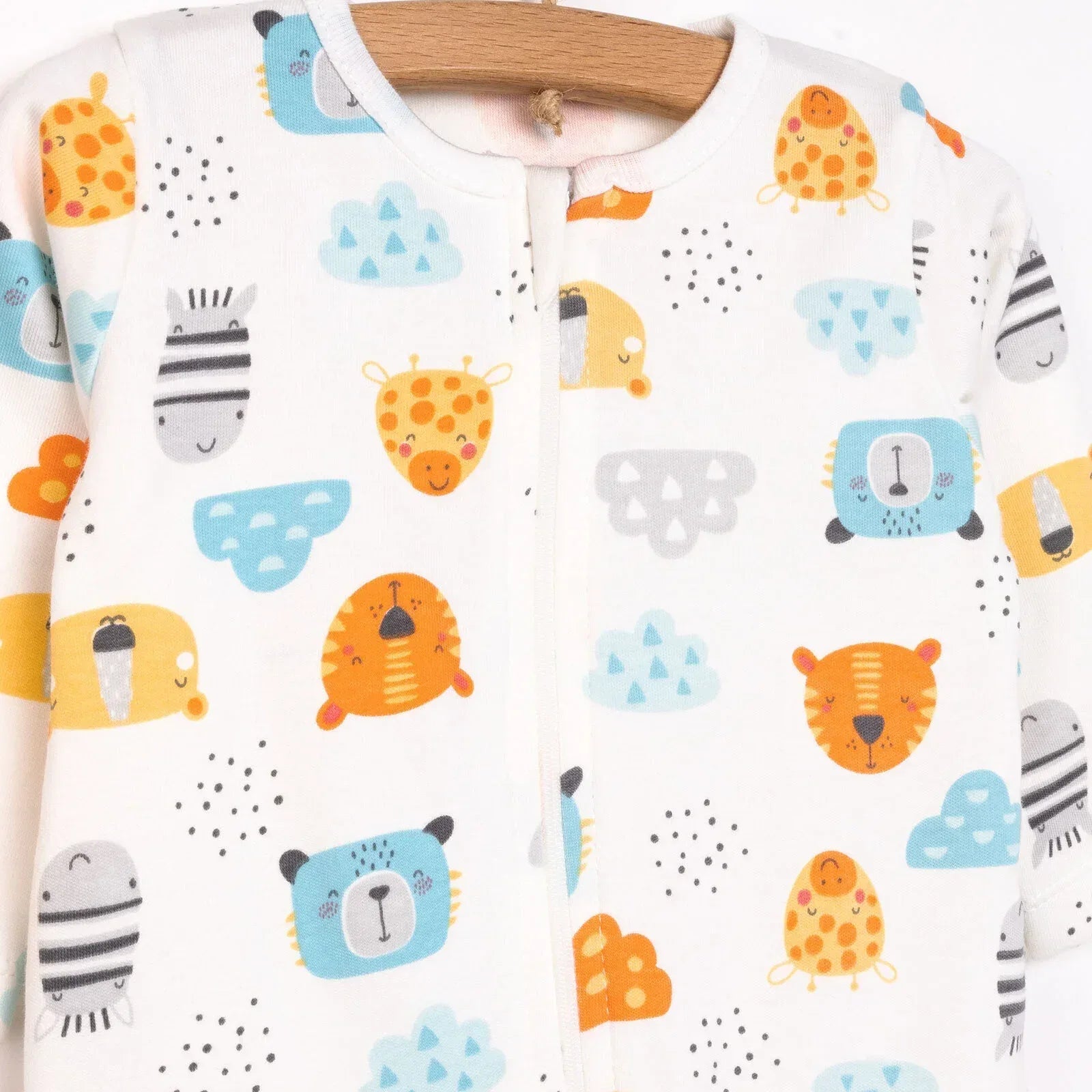 HelloBaby Newborn Footed Jumpsuit - Ecru - Bobobiy