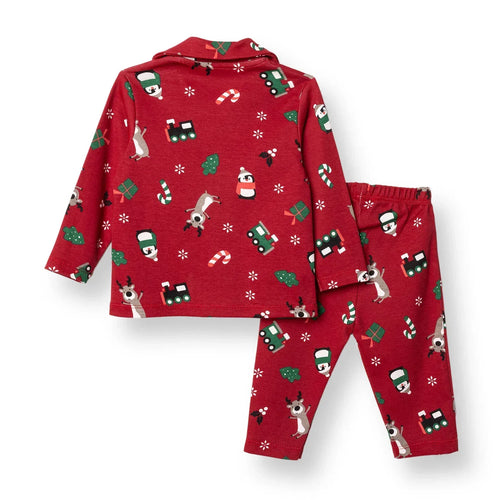 HelloBaby Christmas Baby Boy Long Sleeve Pyjamas Set - Red - Bobobiy
