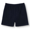 Black jersey baby shorts with elasticated waistband and straight hems