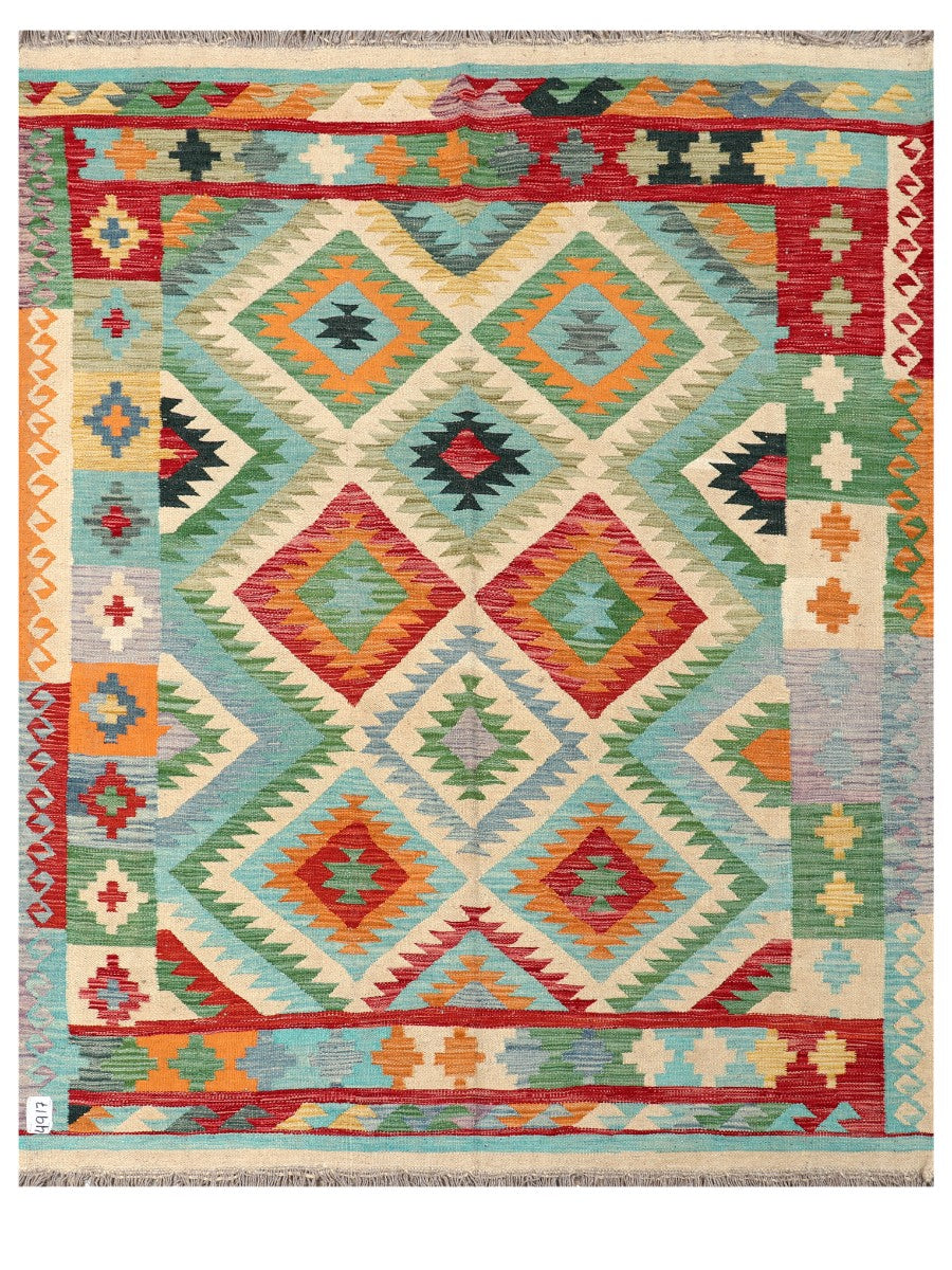 Maimana Afghanistan Kilim Rug - 197 x156 cm - Handmade
