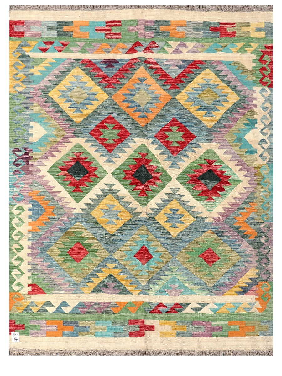Maimana Afghanistan Kilim Rug - 202 x152 cm - Handmade