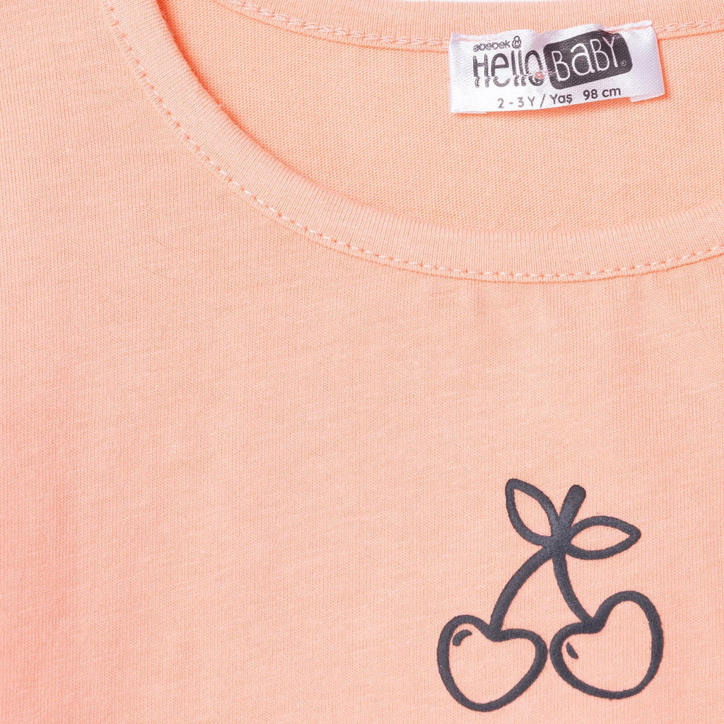 HelloBaby Winter Cherry Blouse-Leggings - Salmon