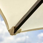Cream canopy corner with stitched fabric seam and draped edge detail
