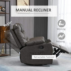 Dark faux-leather manual recliner armchair with retractable footrest extended