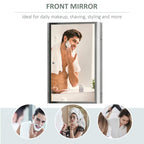 Wall mirror cabinet with single stainless steel door and large reflective front panel