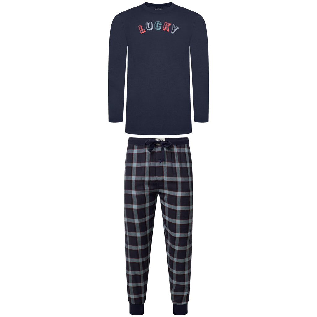 Lucky Brand Crew Neck & Closed Hem Flannel Pant Pyjama Set