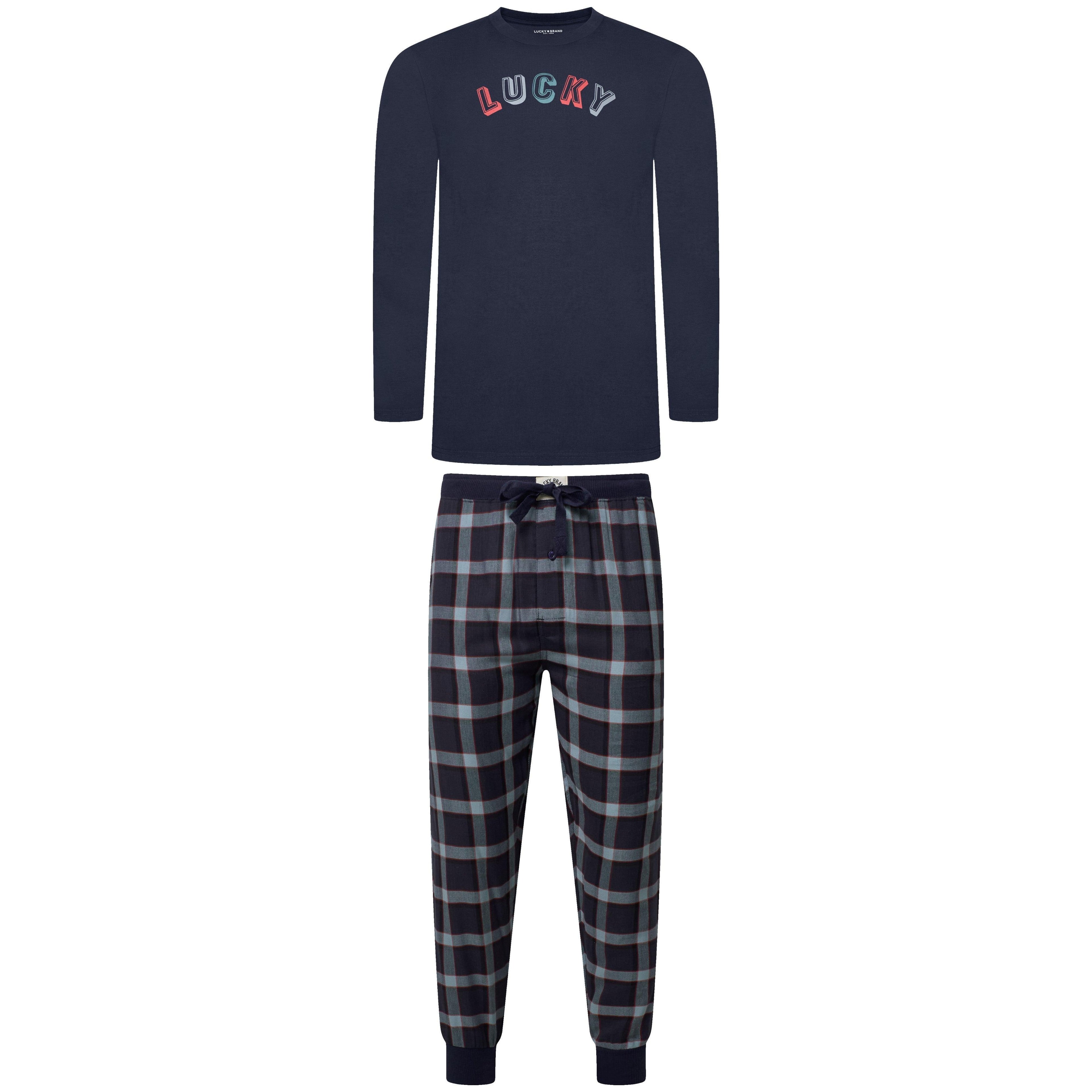 Lucky Brand Crew Neck & Closed Hem Flannel Pant Pyjama Set