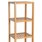 Bamboo freestanding cabinet with open shelf levels and slatted interior rails