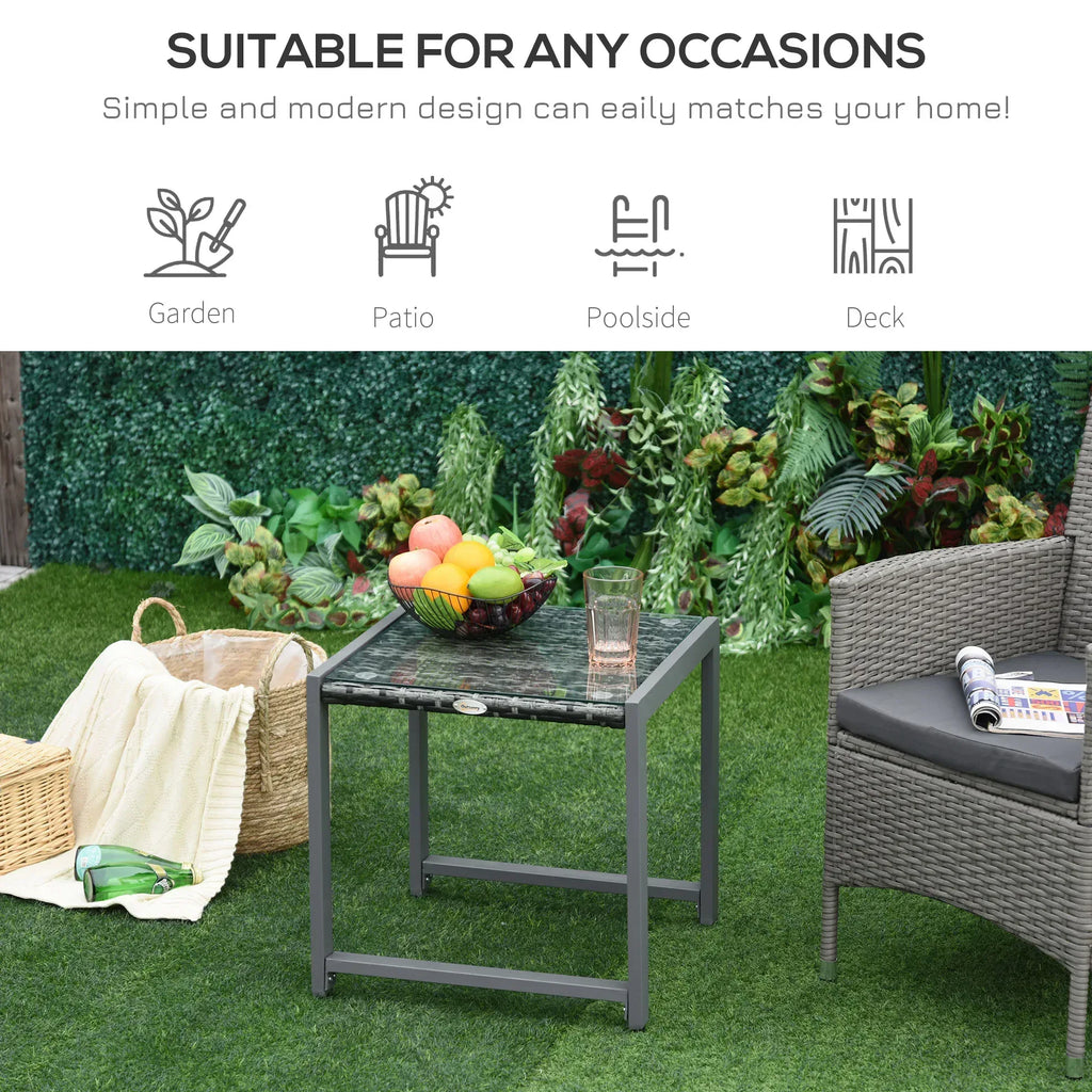 Rattan End Table Side Coffee Desk Outdoor Patio Wicker Sofa Chat Garden Furniture - Bobobiy