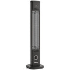 Black standing patio infrared heater with mesh heating tube and control dial