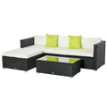 White Rattan Garden Furniture 4-Seater Outdoor Sofa Set with Coffee Table - White - Bobobiy