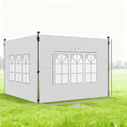 White gazebo side panel with three window panels and corner support posts