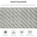 Light grey PE rattan wicker weave panel with textured crisscross pattern