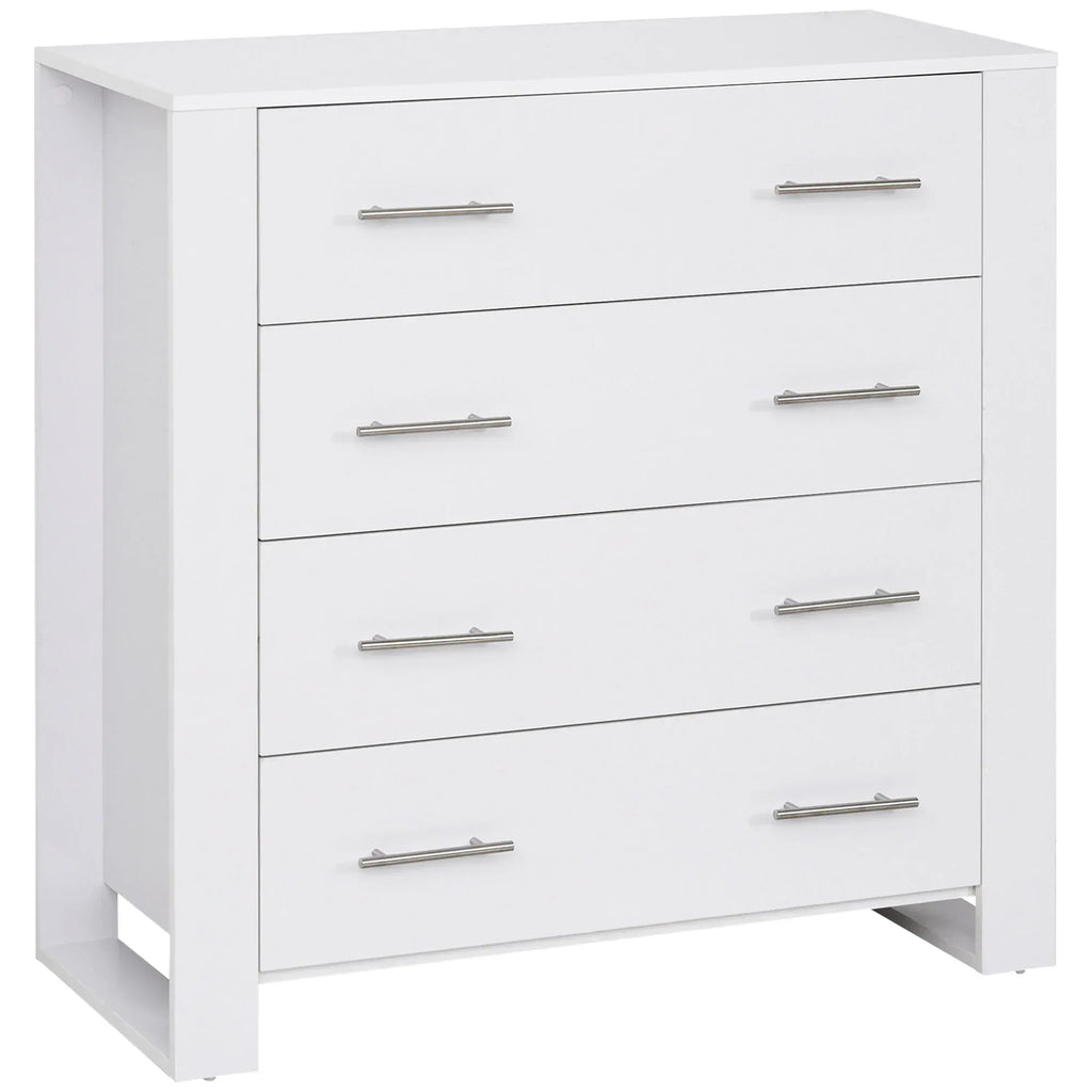 Chest Of 4 Drawers Storage Cabinet Bedroom Clothes w/Metal Handles Base Freestanding Unit Furnishing Living Room White - Bobobiy