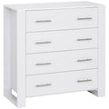 Chest Of 4 Drawers Storage Cabinet Bedroom Clothes w/Metal Handles Base Freestanding Unit Furnishing Living Room White - Bobobiy