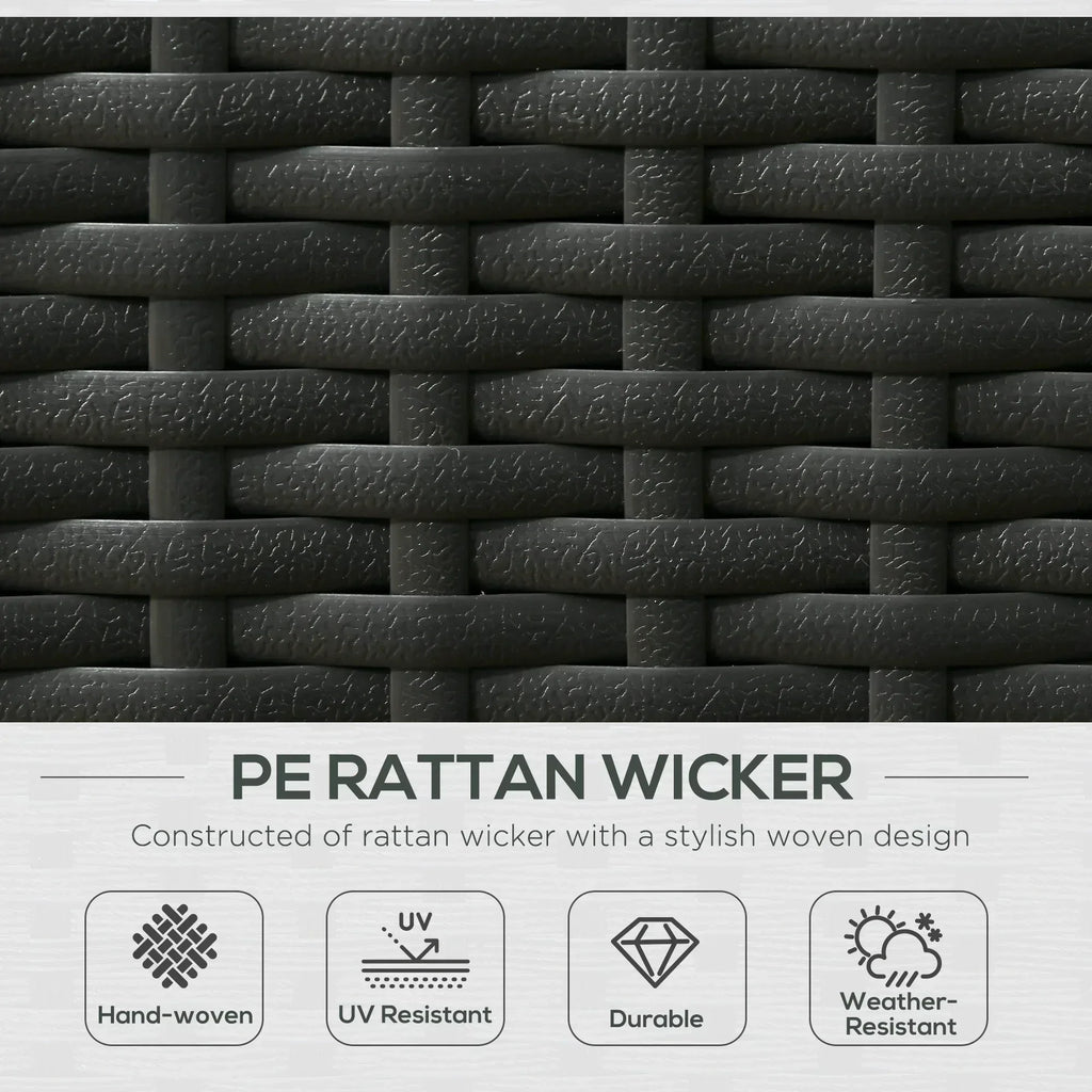 5PC PE Rattan Sun Lounger, Outdoor Wicker 5-level Adjustable Recliner Sofa Bed with Storage Side Table and Footstools, for Patio, Garden, Poolside, Black - Bobobiy