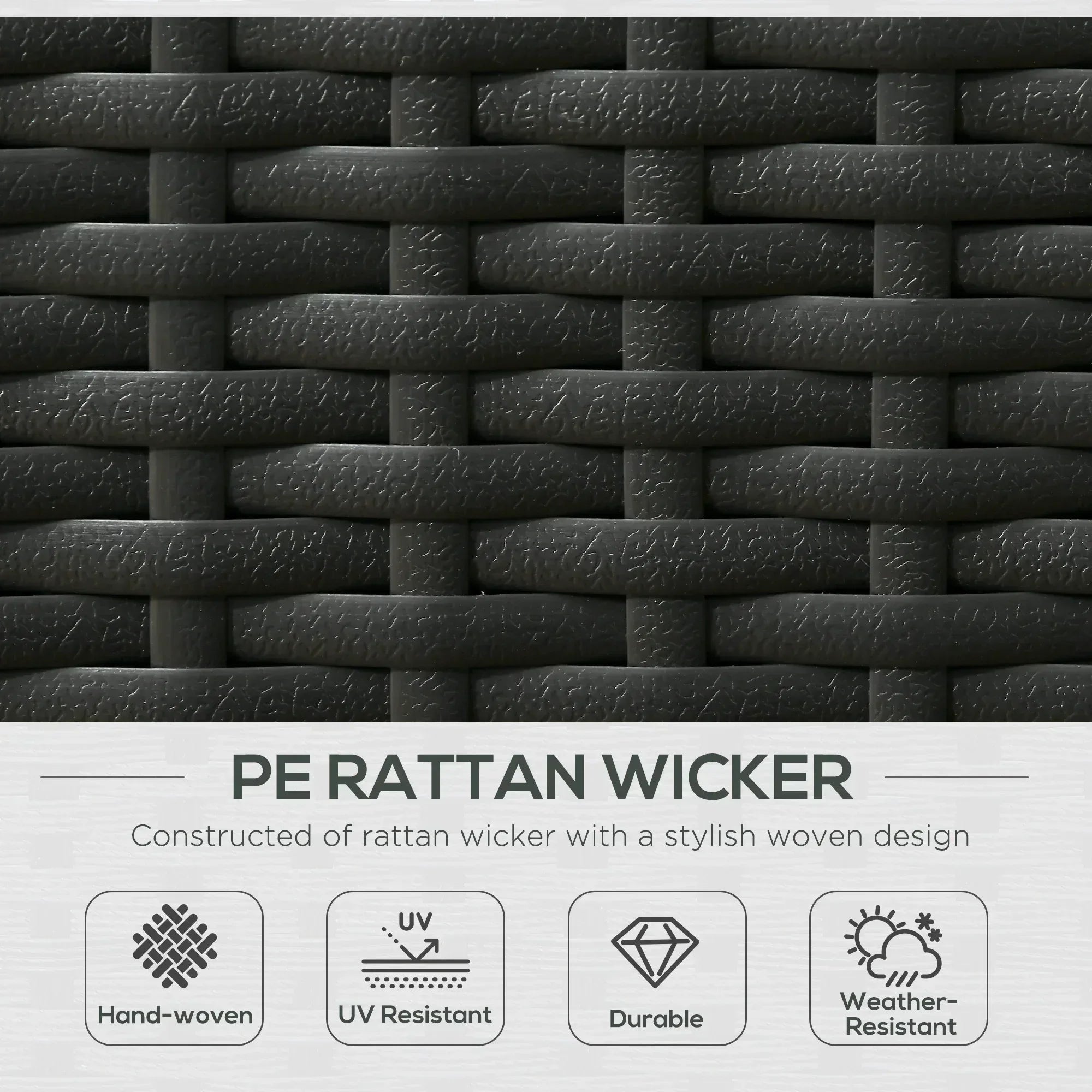 5PC PE Rattan Sun Lounger, Outdoor Wicker 5-level Adjustable Recliner Sofa Bed with Storage Side Table and Footstools, for Patio, Garden, Poolside, Black - Bobobiy