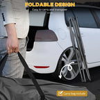 Foldable black hammock stand with carry bag, stacked metal frame legs