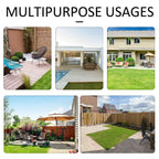 Mixed brown rattan sofa set shown outdoors on patio with cushions and glass table