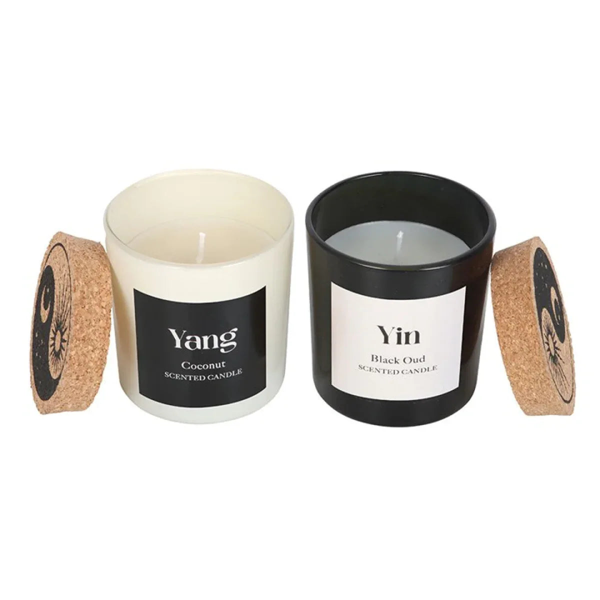 Set of 2 Yin Yang Black Oud and Coconut Candles - Bobobiy