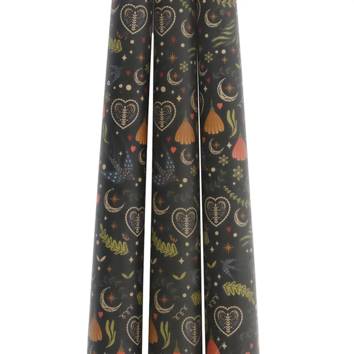 Set of 3 Black Midnight Print Taper Candles - Bobobiy