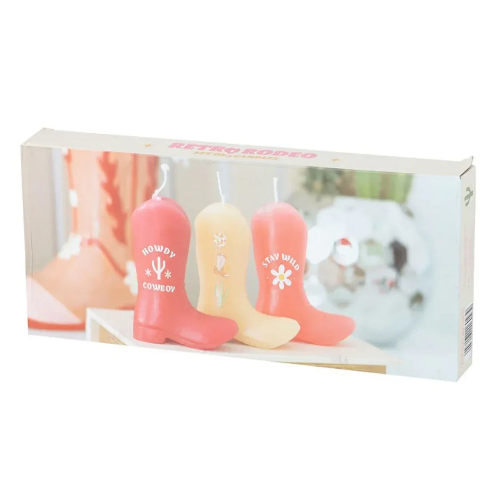 Set of 3 Cowboy Boot Candles - Bobobiy