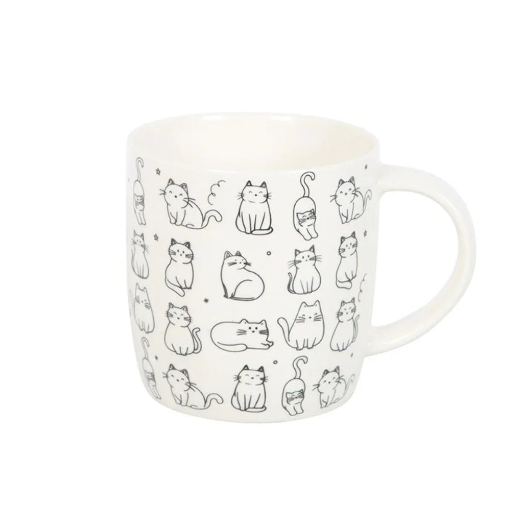White Happy Cat Print Mug - Bobobiy
