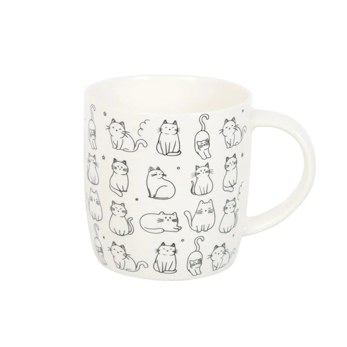 White Happy Cat Print Mug